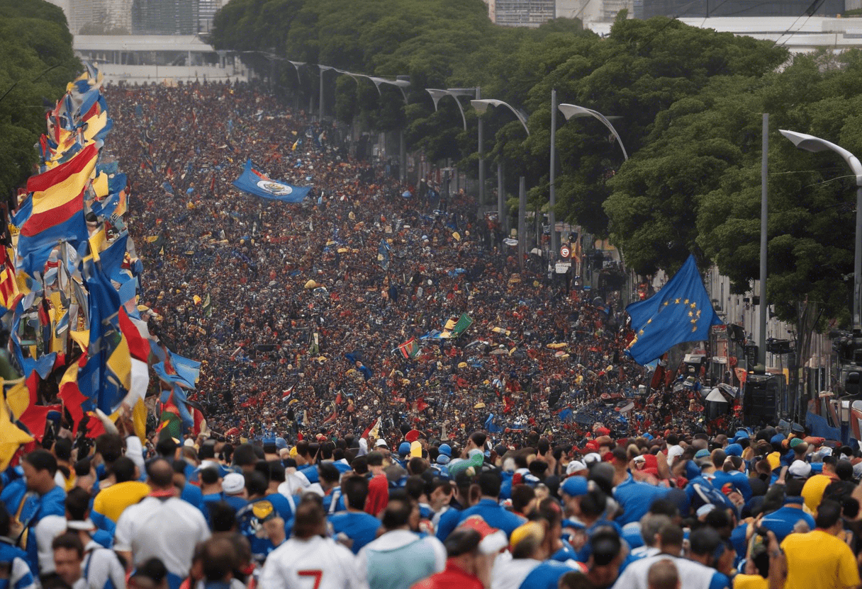 El caos de la multitud mientras los aficionados esperaban afuera de la Final de la Conmebol Copa América: